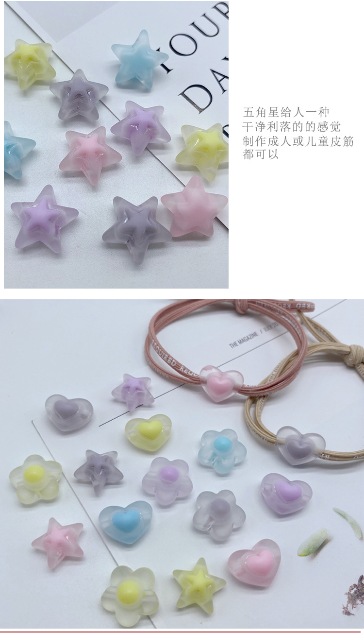 简约清新通孔磨砂蛋黄珠 diy儿童发饰制作橡皮筋配饰亚克力饰品详情图6