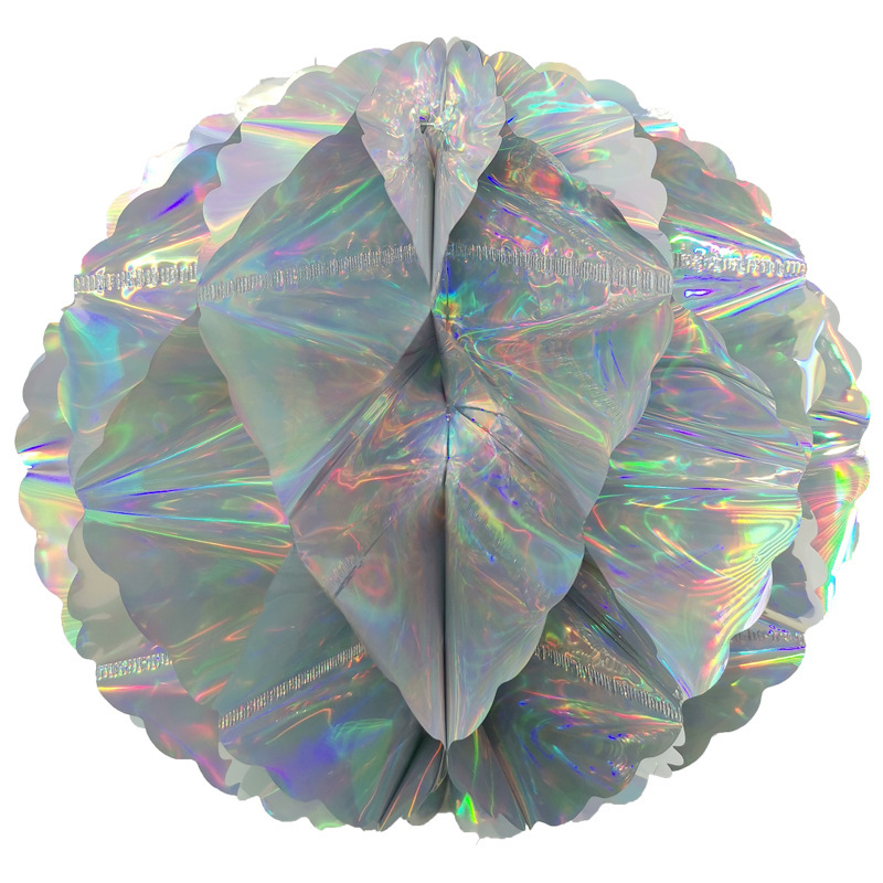 工厂直销镭射膜蜂窝球圣诞节生日派对婚庆装饰纸花蜂巢灯笼-1.