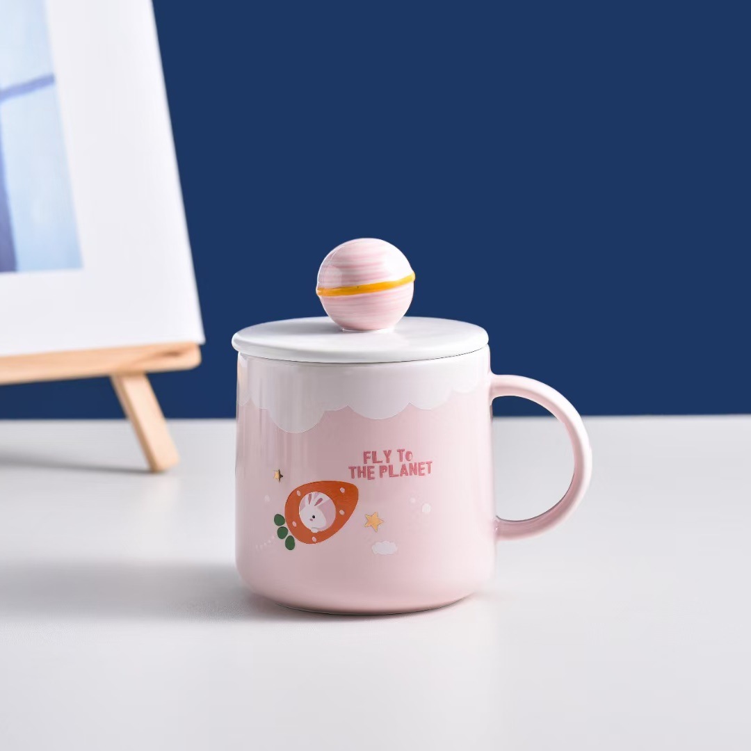 Personalidad creativa taza de color caramelo tridimensional taza de regalo con tapa cuchara Oficina taza de café de dibujos animados taza de agua