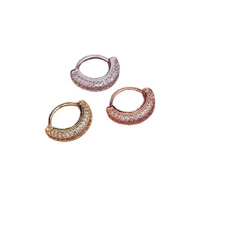Zirconium, fashionable earrings, creative piercing, accessory, for import, micro incrustation, wholesale