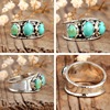 Turquoise retro ring with stone, jewelry, wish, boho style