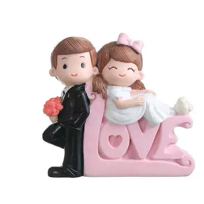 Creative Internet-Famous Car-Mounted Cake Baking Decoration Valentine's Day Couple Ornaments Home Romantic Car Decoration (Car ornaments) - 8cm-love-pink-couple