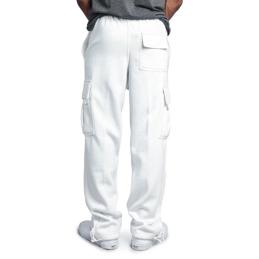 Pantalon de travail décontracté en polaire pour homme, idéal pour l'automne et l'hiver, style multipoches, grandes tailles, coupe ample._voghion.com