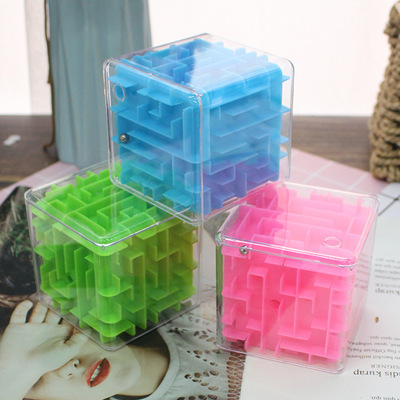 T 立体魔方 迷宫魔方 透明黄蓝绿3dD立体迷宫球 儿童益智智力玩具|ru