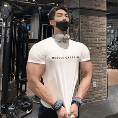 Muscle Captain Sport T-Shirt Fitness Short Sleeve Men Brothers Summer Crew Neck Loose Running Training T-Shirt Fashion 1