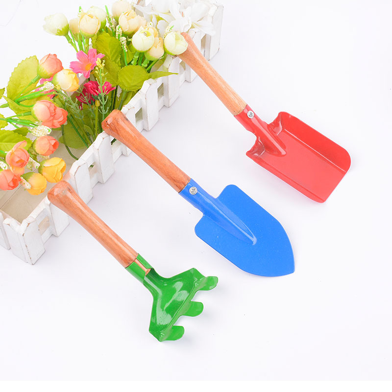 厂家热销 迷你儿童铲耙锹三件套 园林园艺工具锹铲花玩具沙铲