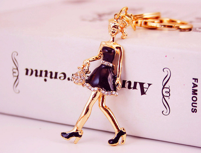 28g Weight Alloy, Metal Material Doll Pattern Unisex Gender Purple, Red, Black Color Little Girl Pendant Keychain 4