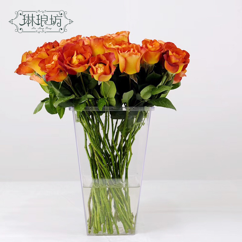 Acrílico transparente flor cubo Luz de lujo resistente a la caída de la flor PET cubo de la flor tubo de embalaje hogar arreglo floral cubo floristería suministros