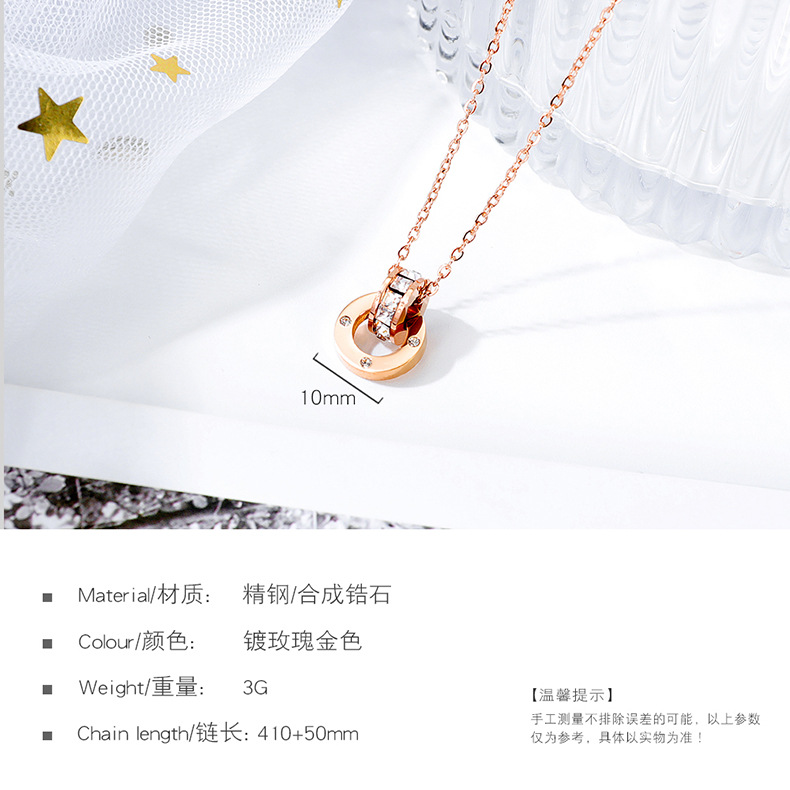 الكورية مزاجه بسيطة الفولاذ المقاوم للصدأ قلادة السيدات البرية دائرة حلقة قلادة الترقوة سلسلة الجملة Nihaojewelry display picture 8