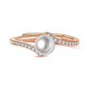 Fashionable elegant zirconium with bow, one size ring from pearl, micro incrustation, wholesale