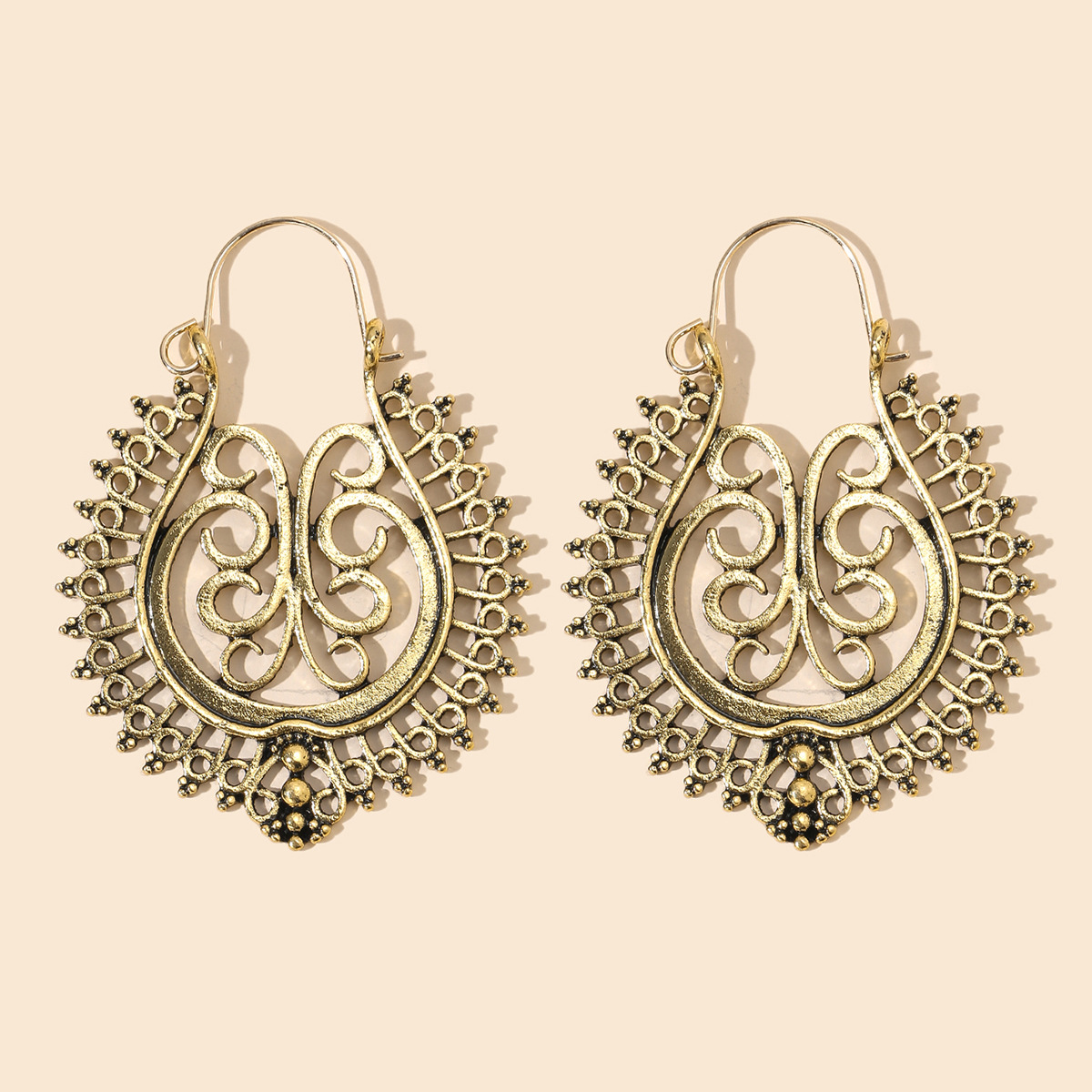 Bohemian Ethnic Carved Rotating Hollow Flowers Retro Earrings Wholesale Nihaojewerly display picture 25