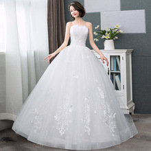 婚纱2022新款礼服齐地蕾丝公主梦幻白色新娘抹胸花朵齐地轻简约