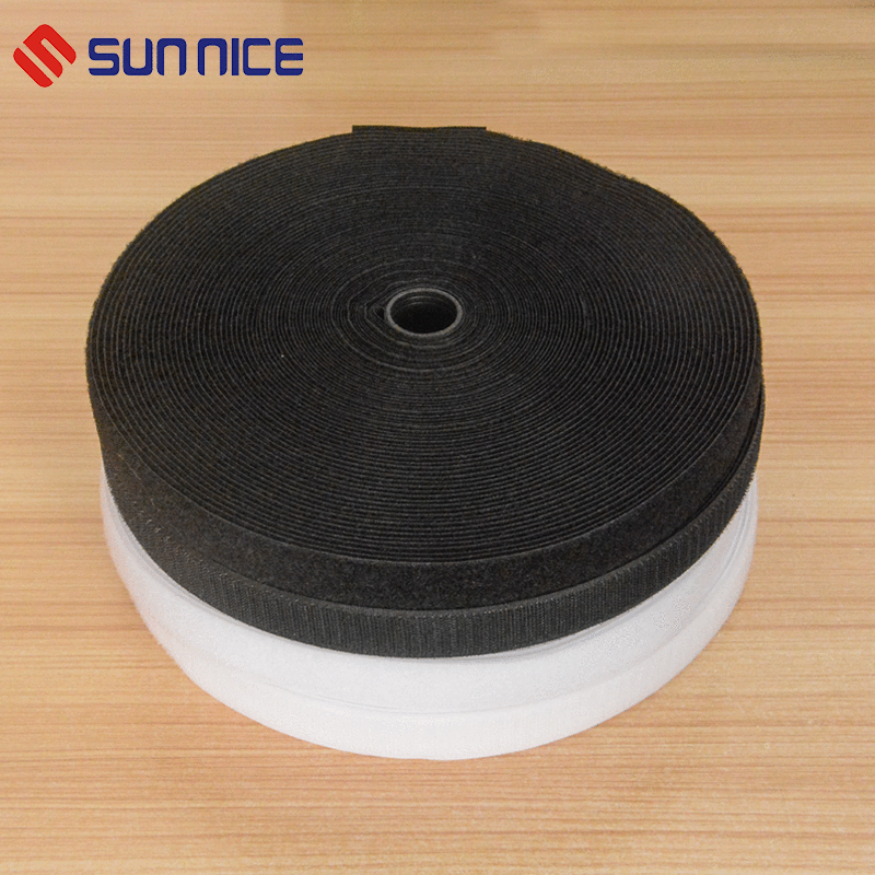 【勾面魔术贴】现货25mm黑色车缝粘扣带 毛面尼龙织带勾面魔术贴|ru
