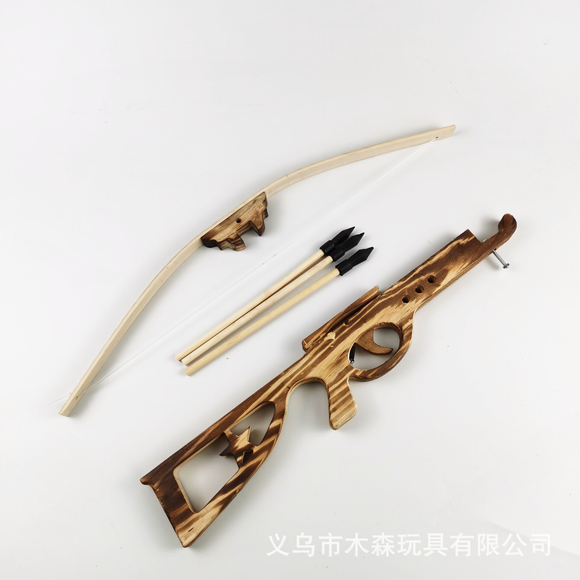 Children's toy model crossbow non-lethal outdoor shooting arrow Wood crossbow five-pointed star rifle crossbow rubber soft Arrow