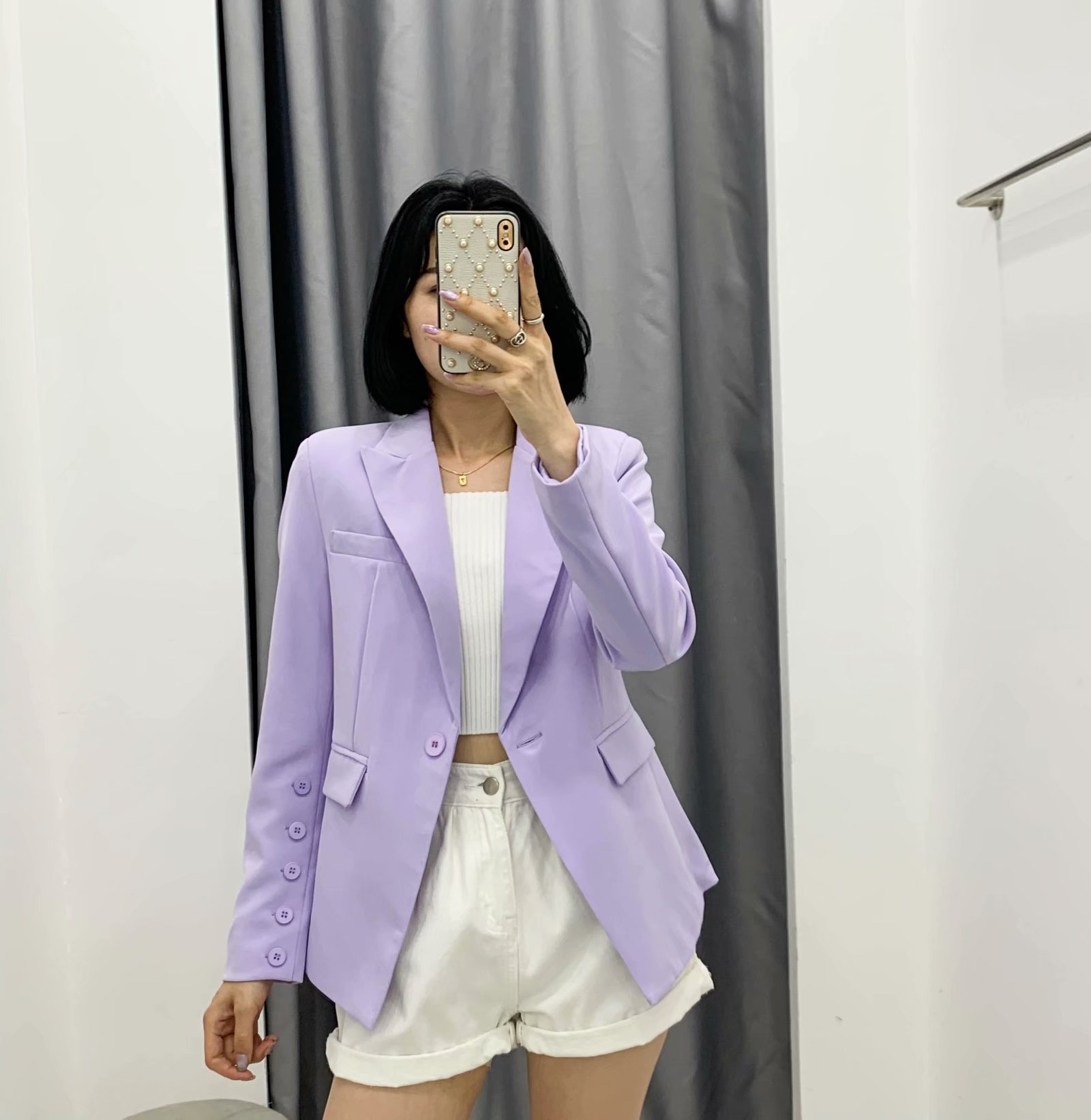 wholesale fashion slim small suit jacket one button fragrant taro suit NSAM5076