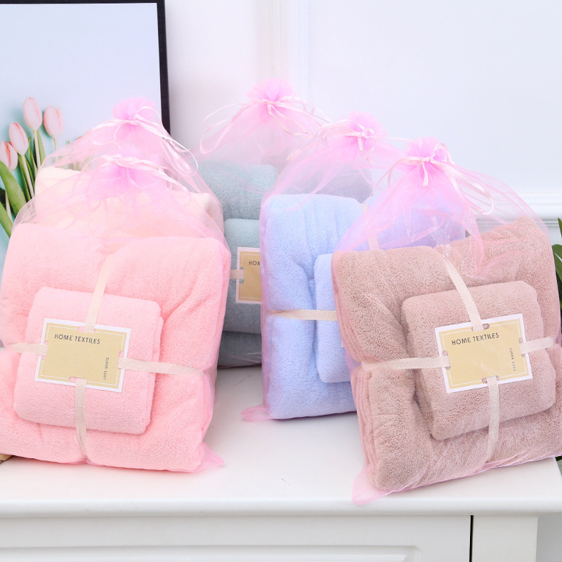 High-density coral fleece adult household towel bath towel set mother and child towel soft absorbent non-depilation gift customization