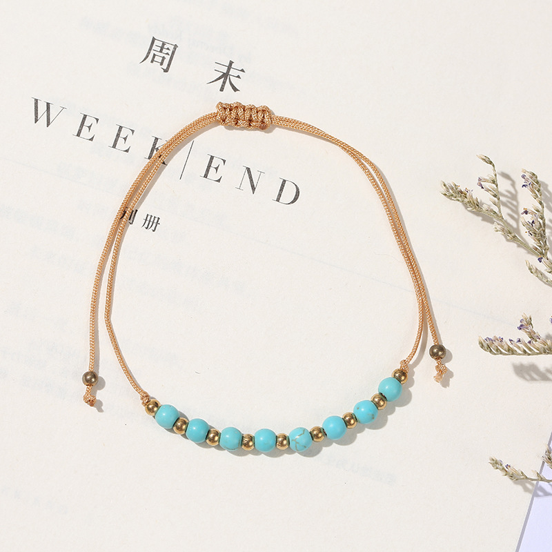 Bracelets Classification Ethnic Style Cross Eye Alloy Turquoise Rope Knitting Women's Bracelets