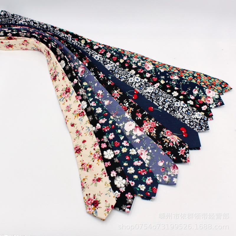 Los fabricantes venden al por mayor corbata de algodón para hombres de estilo chino 6cm de ancho y estrecho corbata estampada casual de moda floral en stock