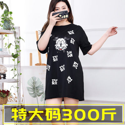2020 summer new pattern black Short sleeved Large Women's wear mm Show thin Dress Mickey skirt 300 Jin