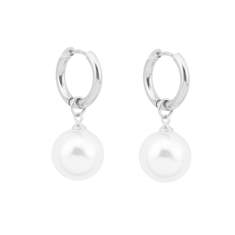 10g Weight Drop Earrings Classification 1 Pair Quantity Holiday, Daily Occasion Stainless Steel Material Pearl Pattern Unisex Gender Polishing Design Simple Style Style 1 Pair Simple Style Pearl Polishing Stainless Steel Drop Earrings 无