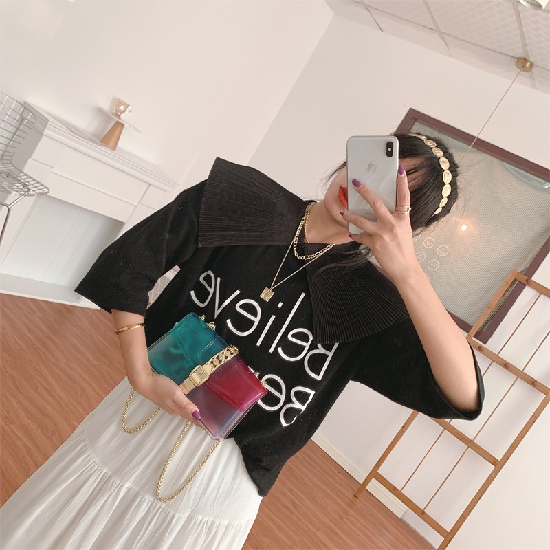 Summer 2025 new gradient jelly bag, fashionable color-blocking chain bag, crossbody single-shoulder bag, ladies' small bag undefined