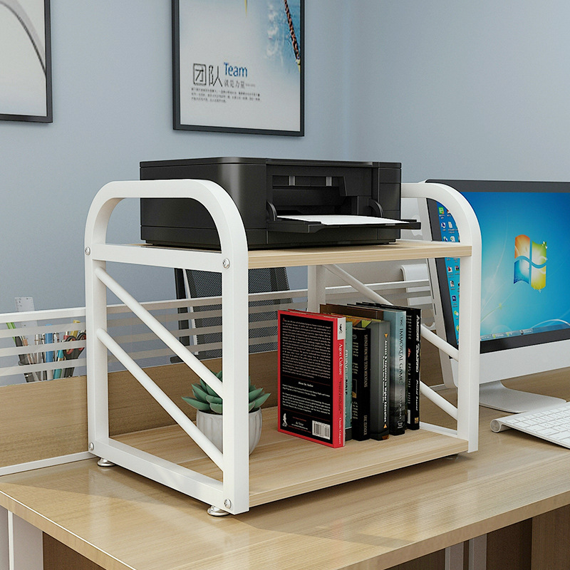 墊高桌面上打印機架子放辦公室桌下可移動收納雙層置物架