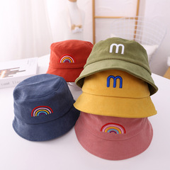 彩虹M寶寶盆帽秋季新款寶寶帽子刺繡兒童帽子寬檐帽漁夫帽MZ9537