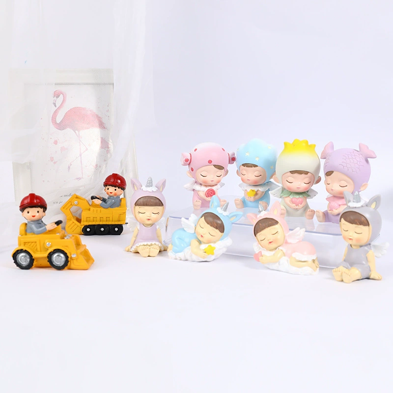 Cake decoration cartoon antlers unicorn baby cute elves excavator baby wild birthday cake ornament