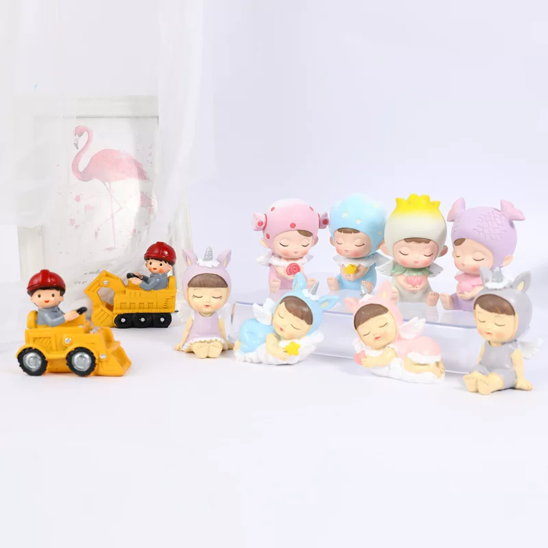 Cake decoration cartoon antlers unicorn baby cute elves excavator baby wild birthday cake ornament