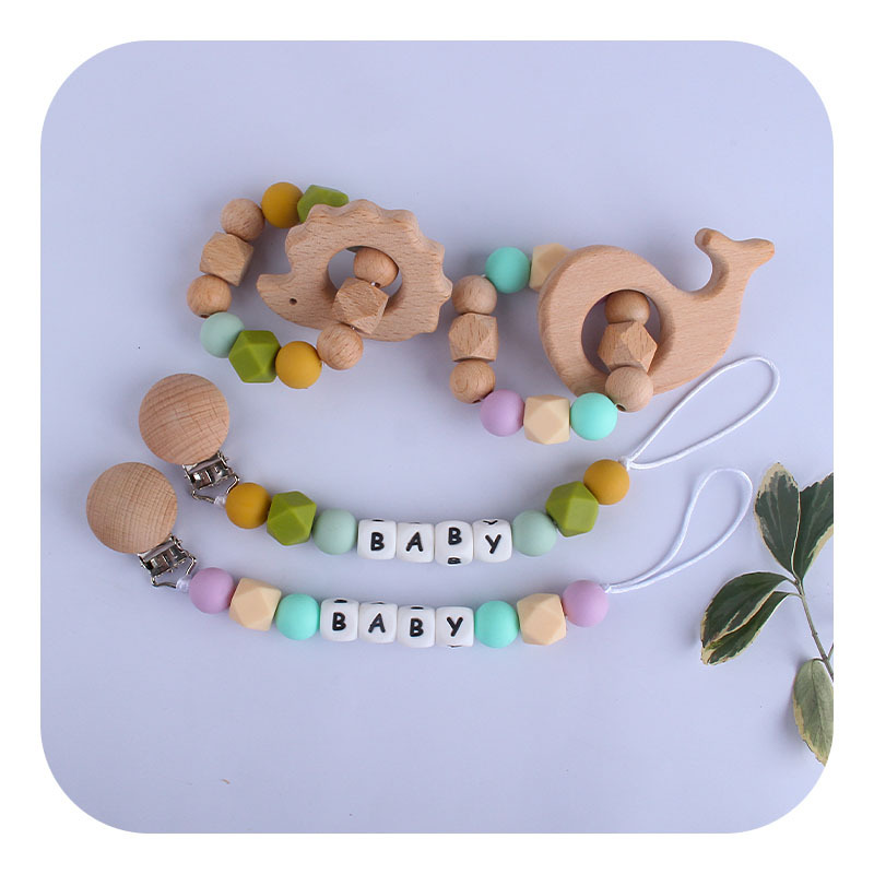 Nuevo bebé DIY creativo chupete cadena nombre personalizado haya Mickey animal de dibujos animados juguete mordedor chupete cadena