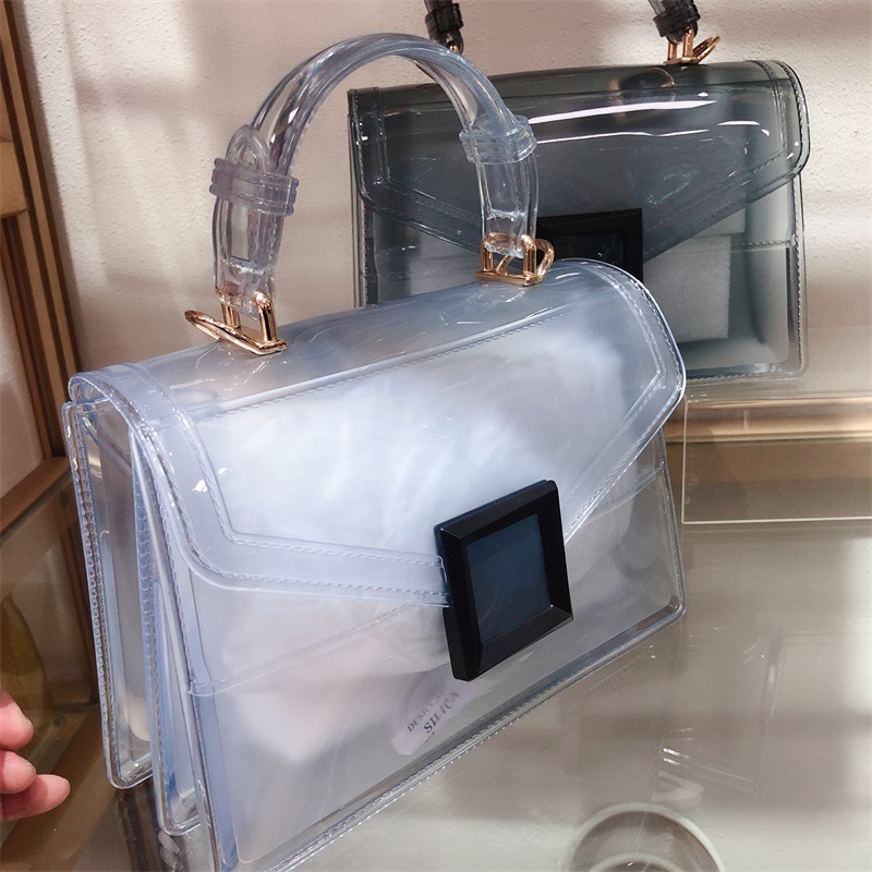 Clearance jelly bag, transparent pvc women's bag, gradient color small square bag, handbag, single-shoulder crossbody women's bag in stock undefined