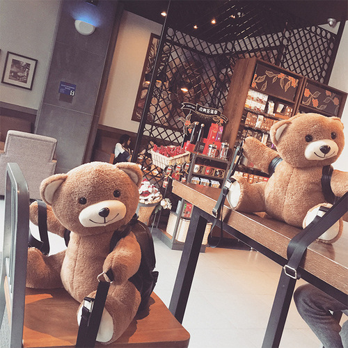 Bag 2020 New Trend Dual Shoulder Bag Personalized Plush Bear Backpack Korean Version Animal Shape College Style Student Schoolbag