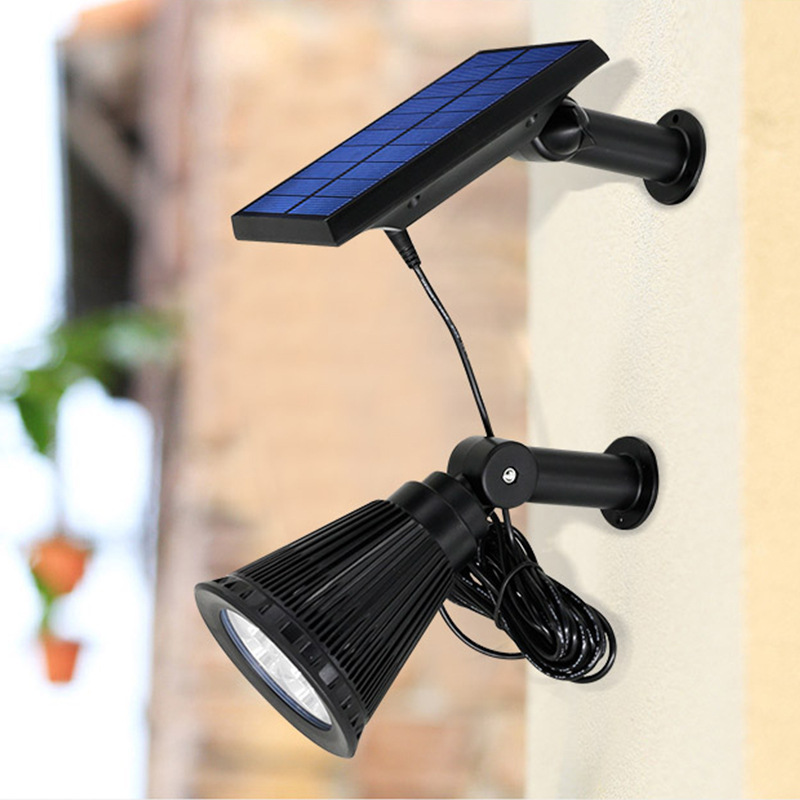 颖豪太阳能灯 分体射灯高亮2W 室内花园可用照明灯 墙壁灯4led