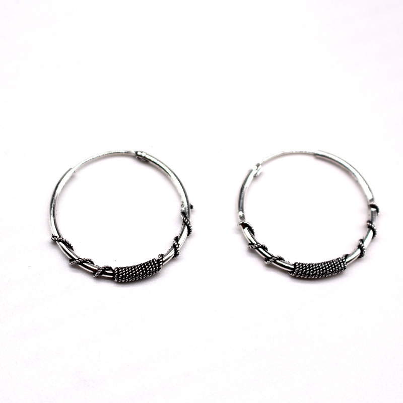 Punk Retro Tribal  Ancient Silver Round Earrings display picture 3