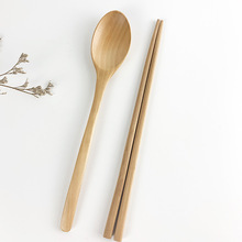 厂家直销23CM木筷子勺子套装 天然原木日式筷子便携木餐具