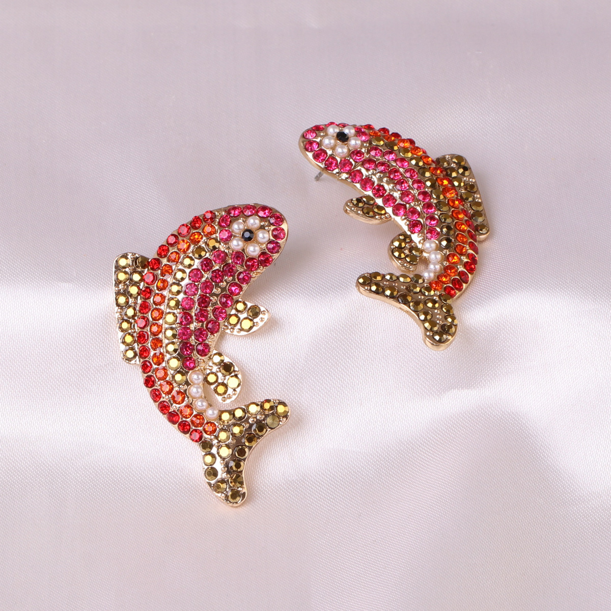 Red Koi Small Fish Carp Jumping Dragon Earrings Wholesale display picture 3