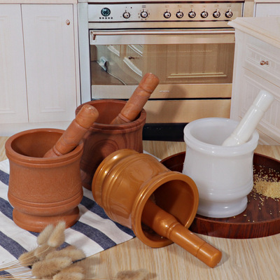 捣蒜器捣药罐 家用手动蒜泥蒜蓉器捣臼锤套装 香料研磨器|ru