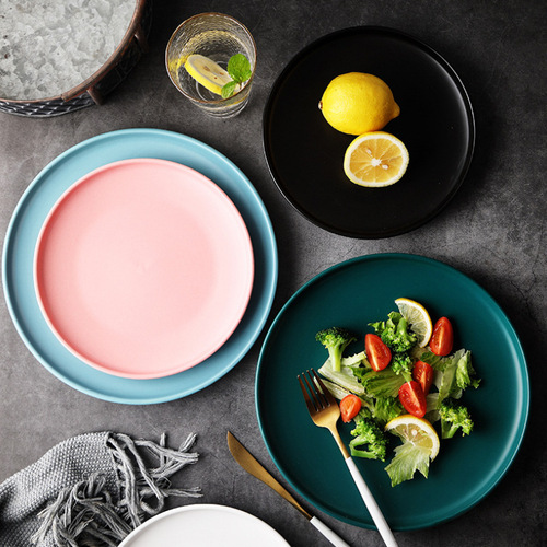 Nordic creative ceramic steak plate western dinner plate tray home use serving plate popular Instagram tableware breakfast plate flat plate