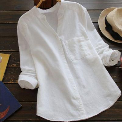 Polyester Fabric Type Wholesale Women's Simple Style Solid Color Long Sleeve Pocket Blouses