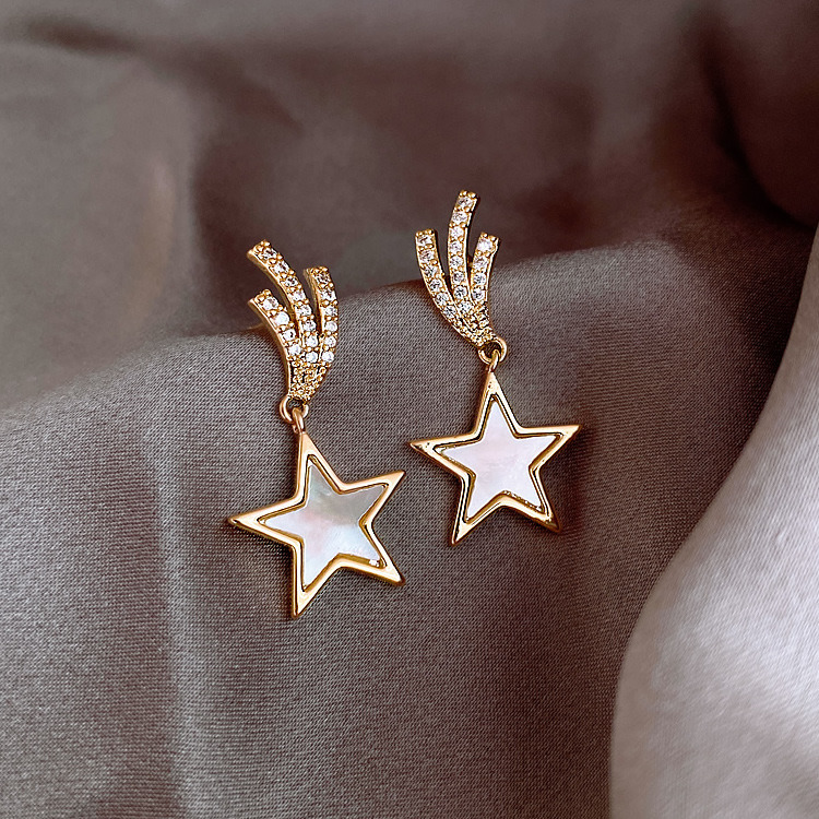 Fashion Five-pointed Star Sterling Silver New Trendy Korean Earrings For Women display picture 3