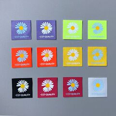 Hot Daisies Series 3D Offset Printing Fabric Labels for Apparel Accessories and Decorative Badges, Fabric Patch and Transfer