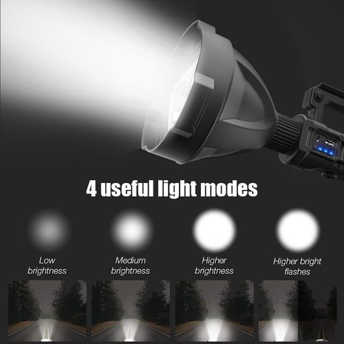Cross-border new P70 strong light searchlight USB rechargeable emergency light outdoor waterproof large light cup LED portable light