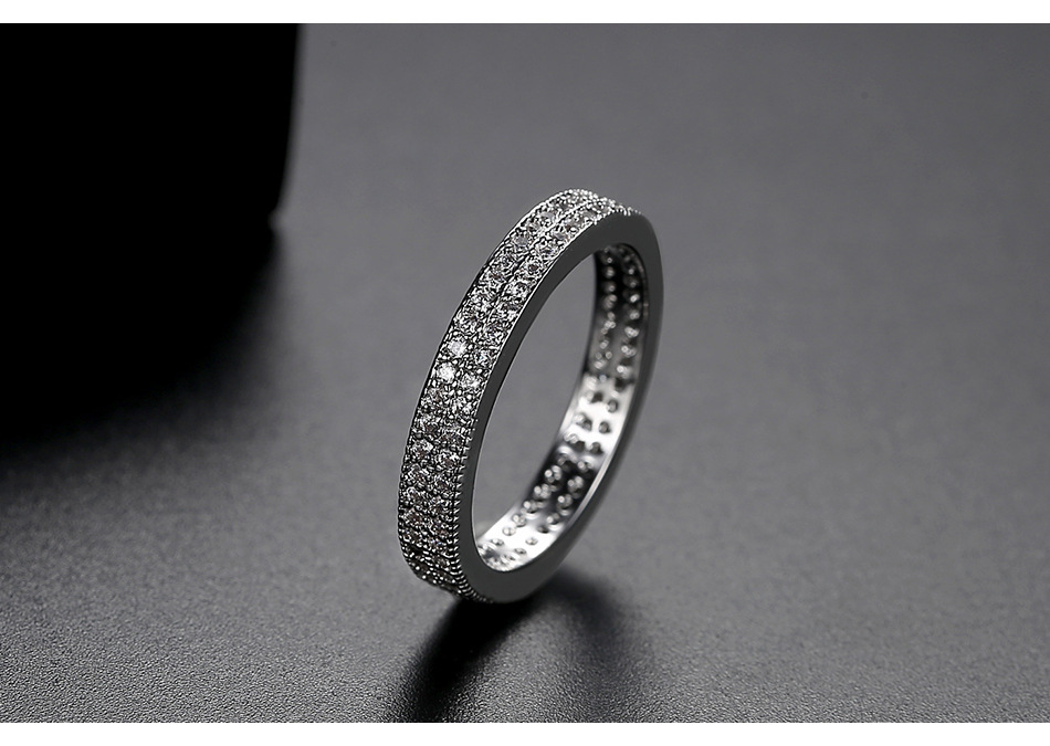 New Fashion Ladies Wild Simple Full Diamond Double Row Ring Wholesale display picture 5