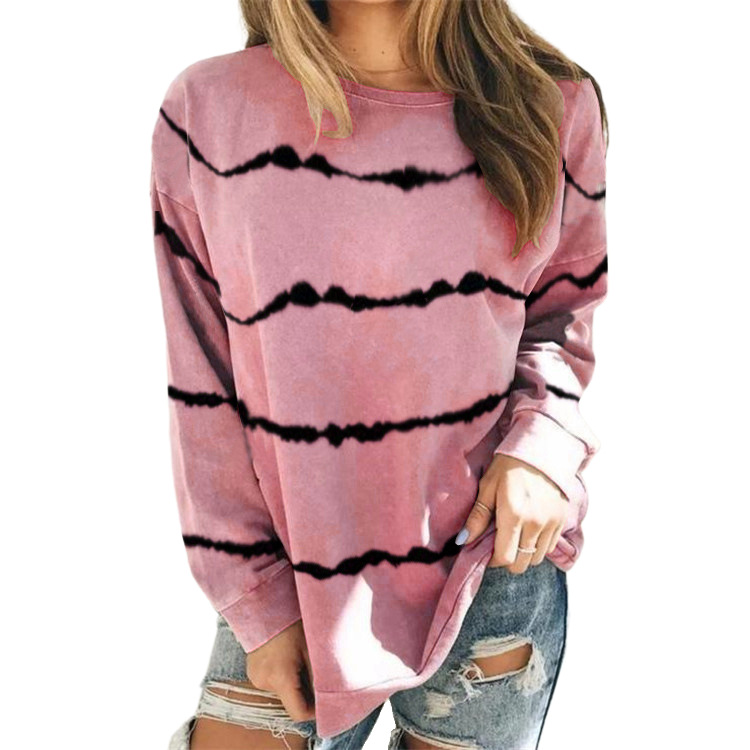 Tie Dye Striped Printed Long-Sleeved T-Shirt NSYHY106395