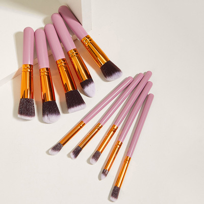 Baimei ship 10 Cosmetic brush suit Beauty tool Makeup Brushes suit Wooden handle 10 Beauty brush