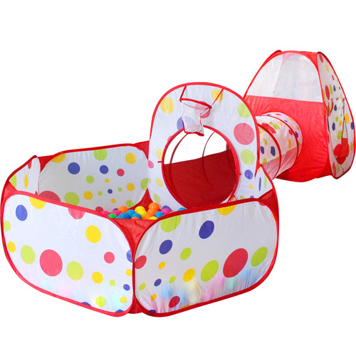 Wholesale various children's tents indoor playhouse folding three-piece set tunnel dot wave ocean ball pool fence
