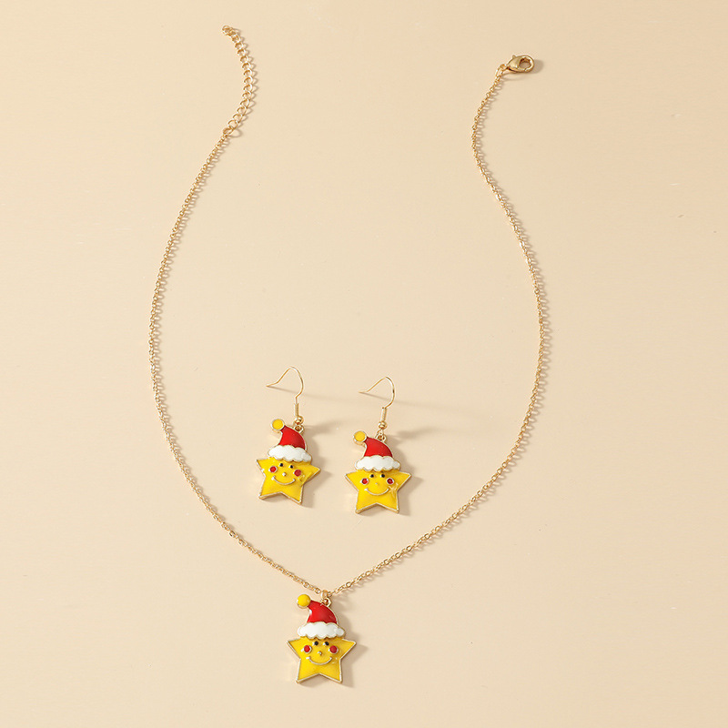 Ensemble De 2 Boucles D'oreilles Étoile De Mer Jaune Dégoulinant De Mode De Noël display picture 3