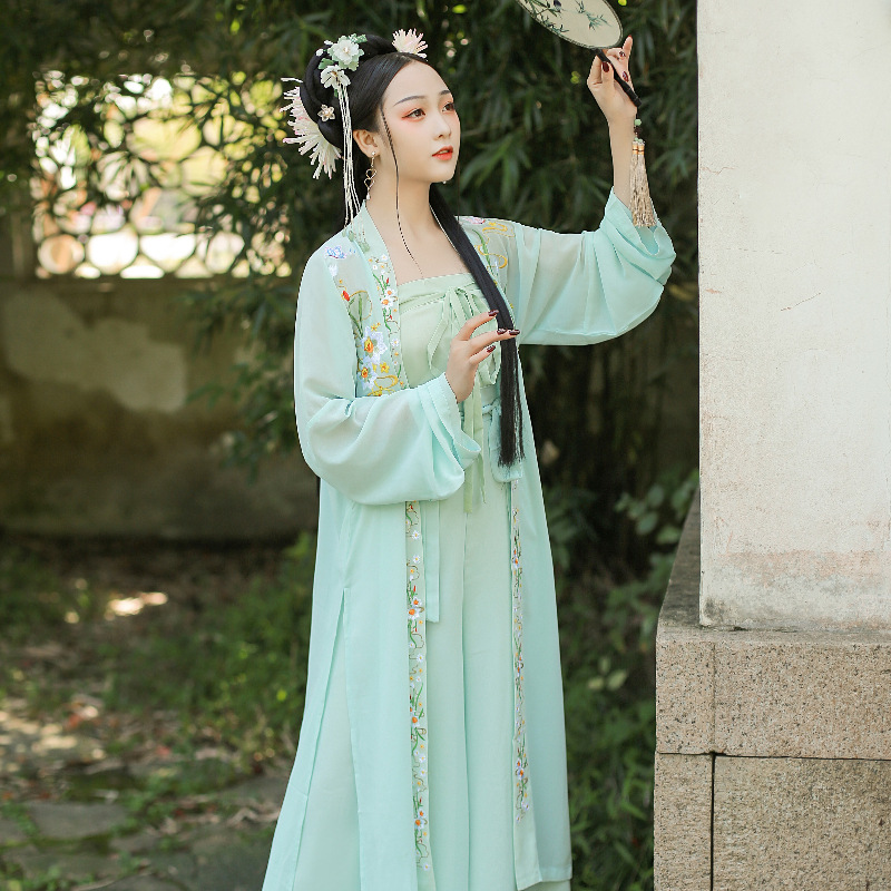 Original summer new pattern Hanfu adult ancient costume Chinese style Double-breasted Embroidery Pieces of old cloth or rags pasted together suit