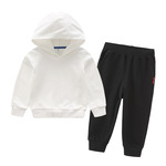 儿童套装男童卫衣女童两件套纯棉空白连帽运动休闲跨境印图diy厂