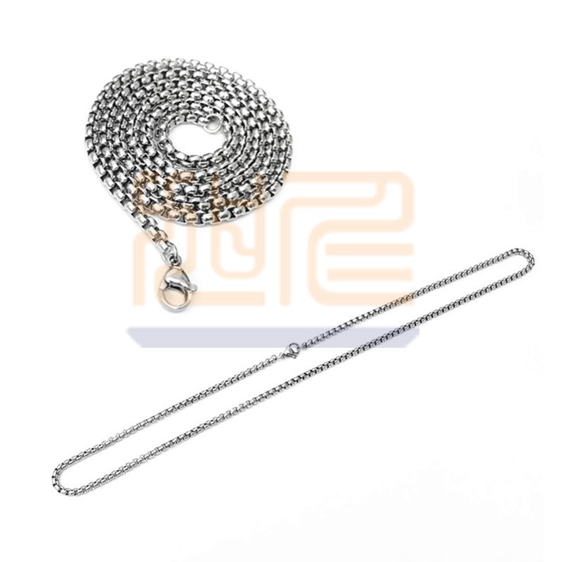 Wholesale diy jewelry with chain stainless steel square pearl necklace 3 Men's titanium steel pendant with chain square pearl neck chain